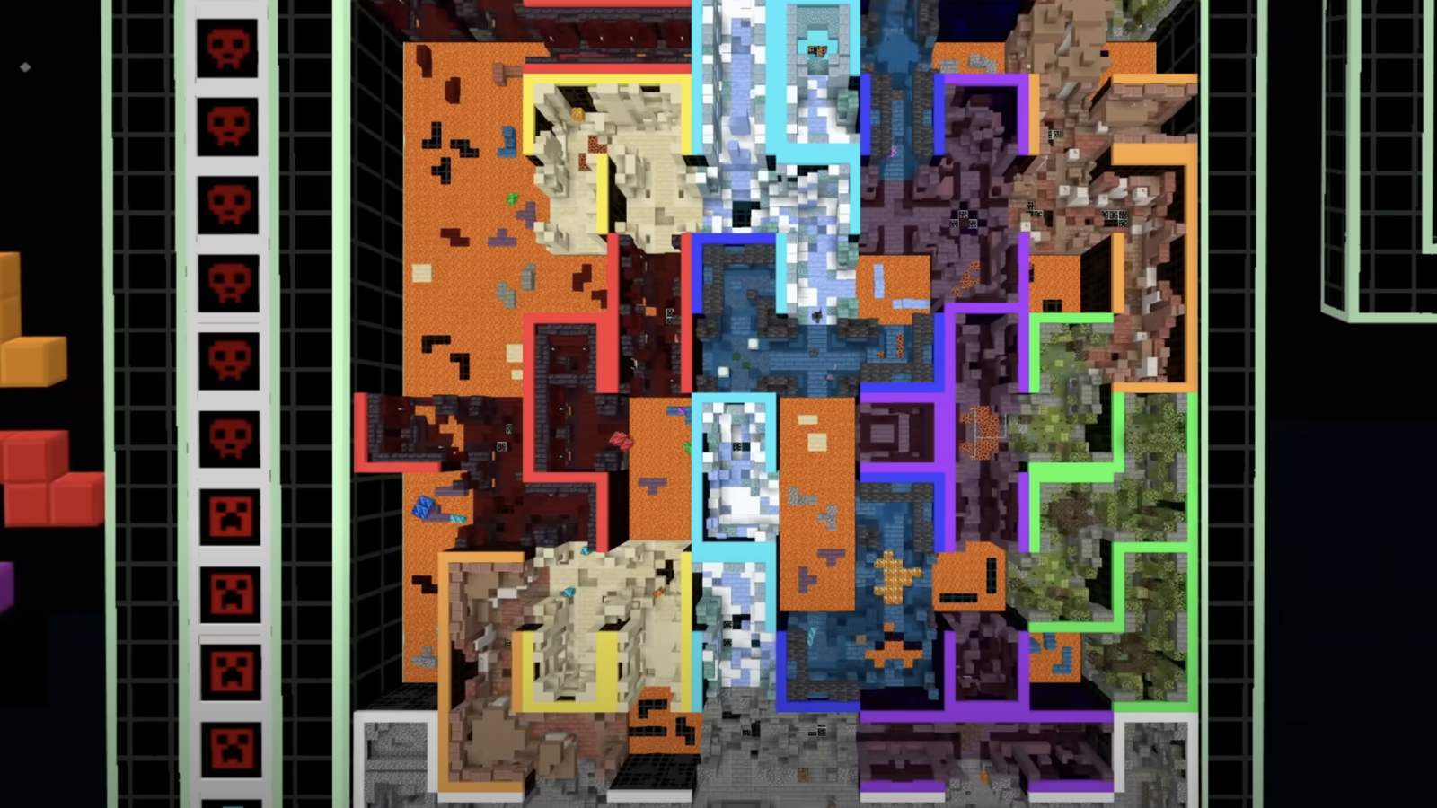 Minecraft Tetris collaboration dungeons.